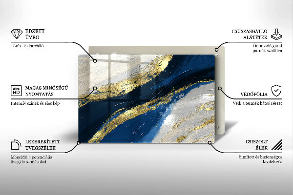 Stenska zaščitna plošča za štedilnik Tekstura z zlatom