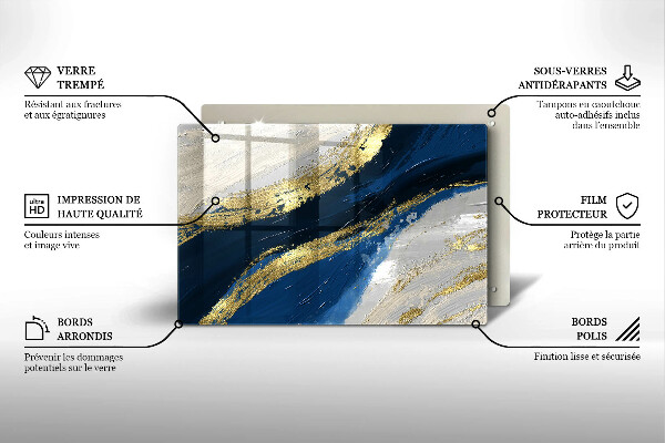 Stenska zaščitna plošča za štedilnik Tekstura z zlatom