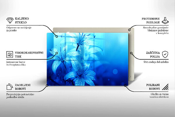Stenska zaščitna plošča za štedilnik Modre rože