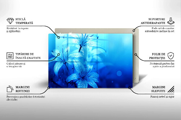 Stenska zaščitna plošča za štedilnik Modre rože