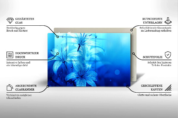 Stenska zaščitna plošča za štedilnik Modre rože