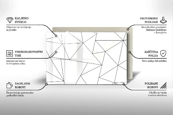 Zaščitna plošča za štedilnik Beli trikotniki