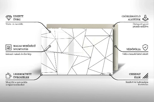 Zaščitna plošča za štedilnik Beli trikotniki