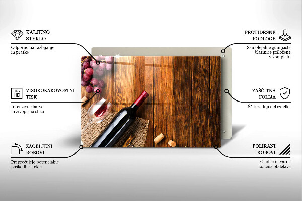 Zaščitna steklena plošča za štedilnik Steklenica rdečega vina