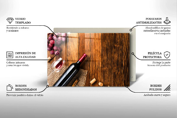 Zaščitna steklena plošča za štedilnik Steklenica rdečega vina