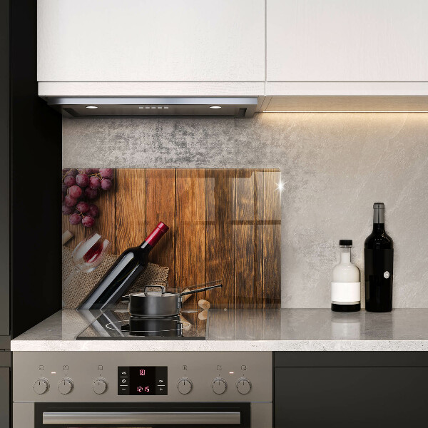 Zaščitna steklena plošča za štedilnik Steklenica rdečega vina