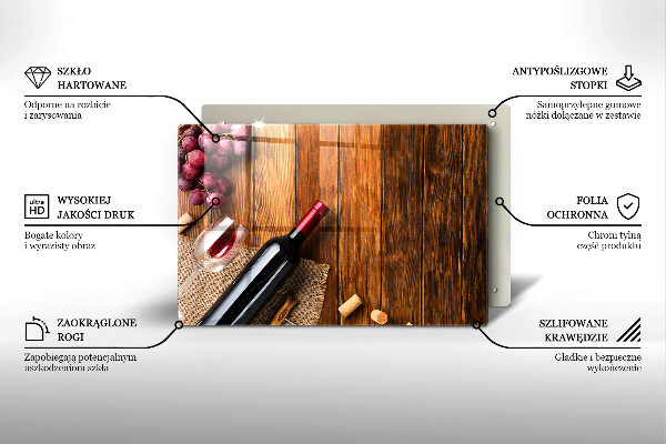 Zaščitna steklena plošča za štedilnik Steklenica rdečega vina
