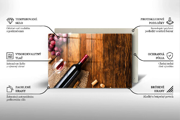 Zaščitna steklena plošča za štedilnik Steklenica rdečega vina