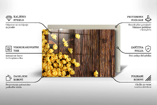 Zaščitna steklena plošča za štedilnik Testenine na mizi