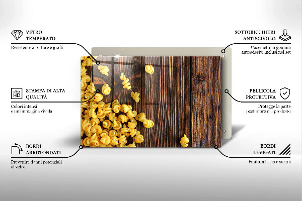 Zaščitna steklena plošča za štedilnik Testenine na mizi