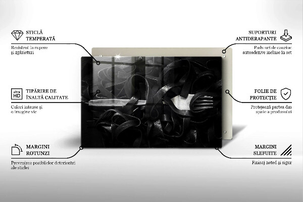 Zaščitna steklena plošča za štedilnik Črne tagliatelle testenine