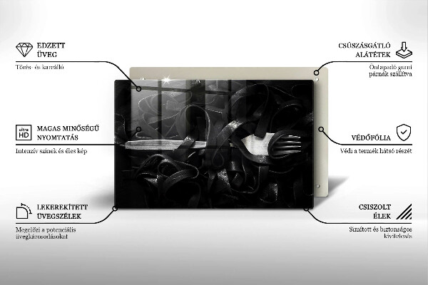 Zaščitna steklena plošča za štedilnik Črne tagliatelle testenine