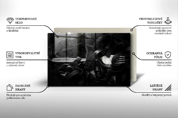 Zaščitna steklena plošča za štedilnik Črne tagliatelle testenine