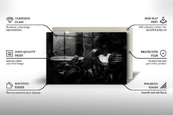 Zaščitna steklena plošča za štedilnik Črne tagliatelle testenine