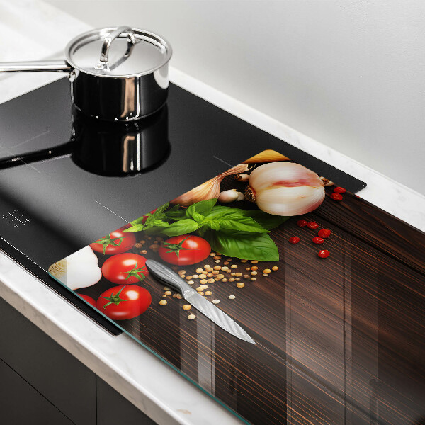 Zaščitna steklena plošča za štedilnik Zelenjava na mizi