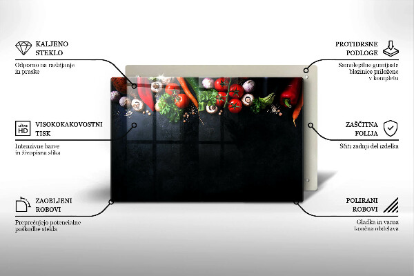 Zaščitna steklena plošča za štedilnik Pisana zelenjava
