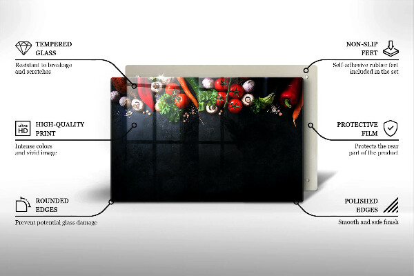 Zaščitna steklena plošča za štedilnik Pisana zelenjava