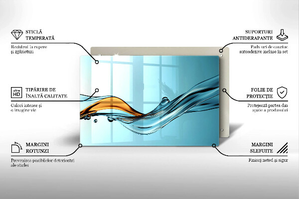 Zaščitna steklena plošča za štedilnik Voda na modrem ozadju