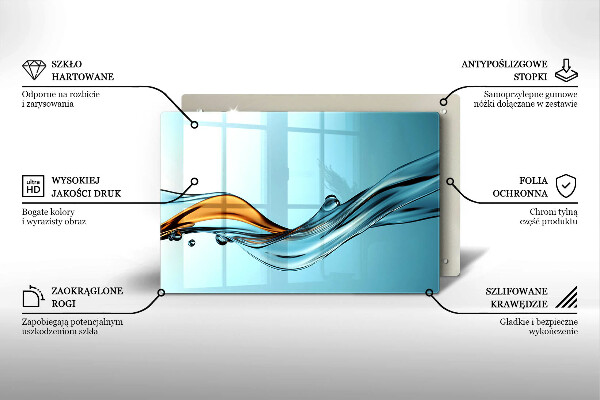 Zaščitna steklena plošča za štedilnik Voda na modrem ozadju