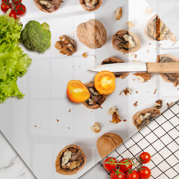 Zaščitna steklena plošča za štedilnik Orehi na belem ozadju