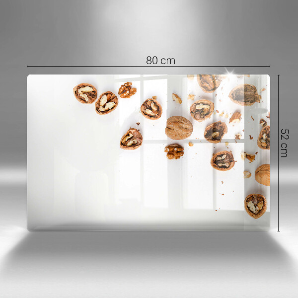 Zaščitna steklena plošča za štedilnik Orehi na belem ozadju