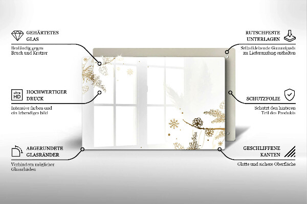 Zaščitna steklena plošča za štedilnik Zimski okraski