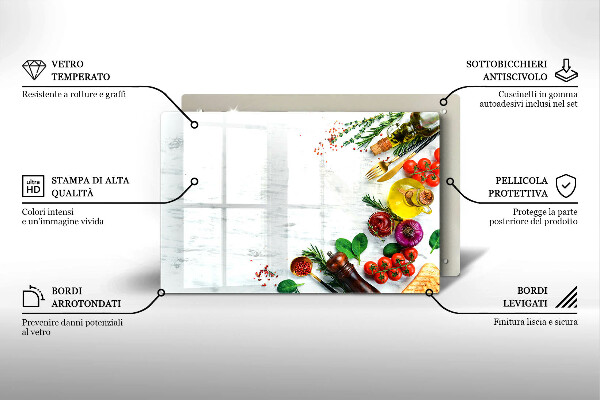 Zaščitna steklena plošča za štedilnik Zelenjava in začimbe