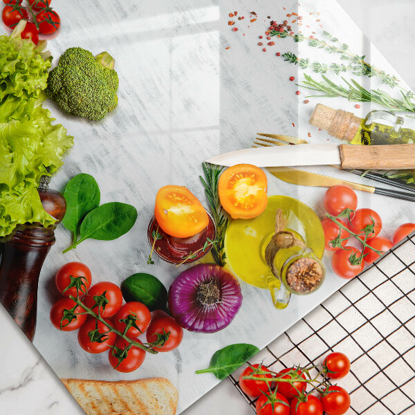 Zaščitna steklena plošča za štedilnik Zelenjava in začimbe