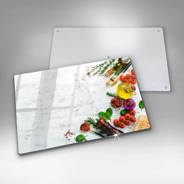 Zaščitna steklena plošča za štedilnik Zelenjava in začimbe