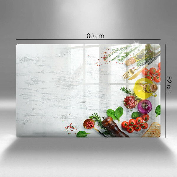 Zaščitna steklena plošča za štedilnik Zelenjava in začimbe