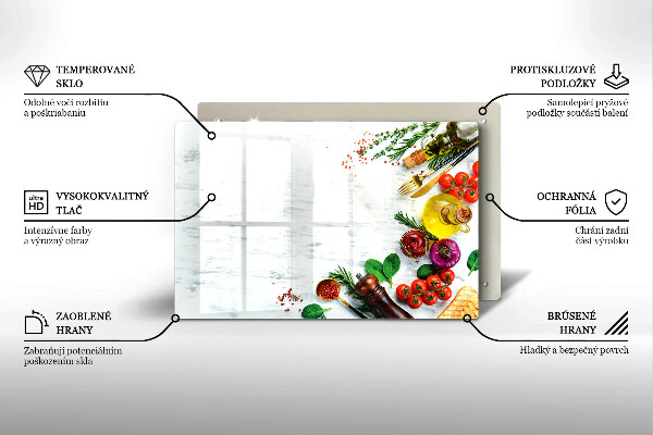 Zaščitna steklena plošča za štedilnik Zelenjava in začimbe