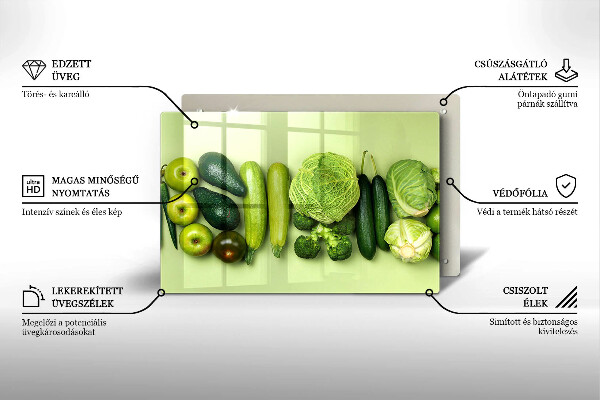 Zaščitna steklena plošča za štedilnik Zeleno sadje in zelenjava
