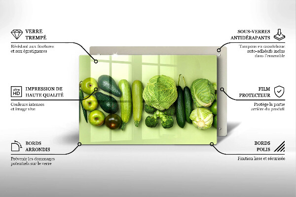 Zaščitna steklena plošča za štedilnik Zeleno sadje in zelenjava