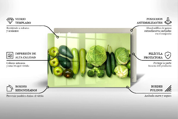 Zaščitna steklena plošča za štedilnik Zeleno sadje in zelenjava