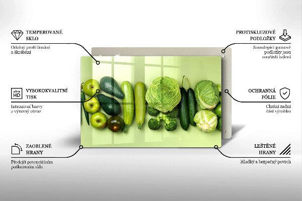 Zaščitna steklena plošča za štedilnik Zeleno sadje in zelenjava
