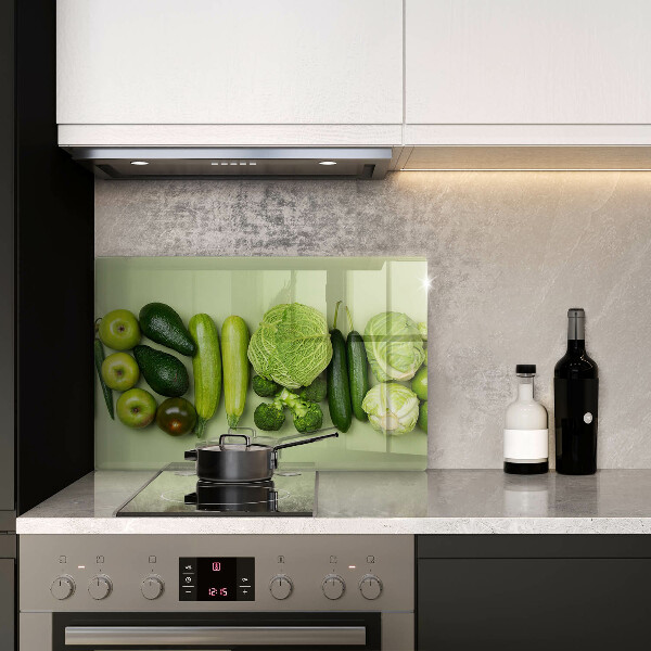 Zaščitna steklena plošča za štedilnik Zeleno sadje in zelenjava
