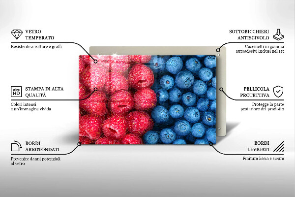 Stenska zaščitna plošča za štedilnik Plodovi malin in borovnic