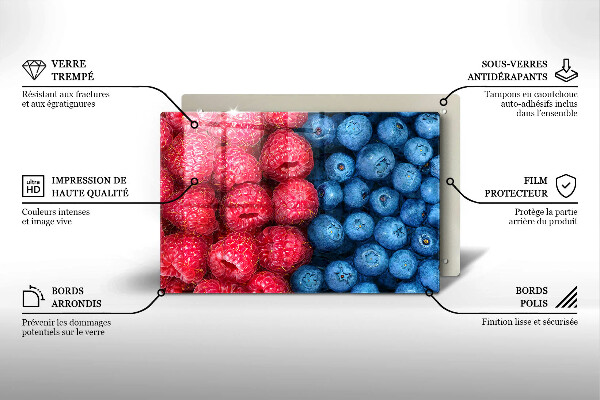 Stenska zaščitna plošča za štedilnik Plodovi malin in borovnic