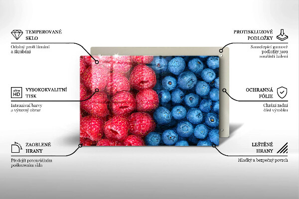 Stenska zaščitna plošča za štedilnik Plodovi malin in borovnic