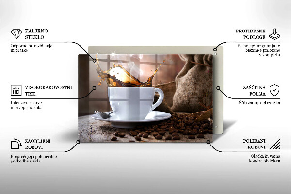 Zaščitna plošča za štedilnik Skodelica in kavna zrna