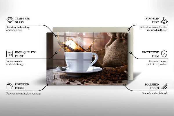 Zaščitna plošča za štedilnik Skodelica in kavna zrna