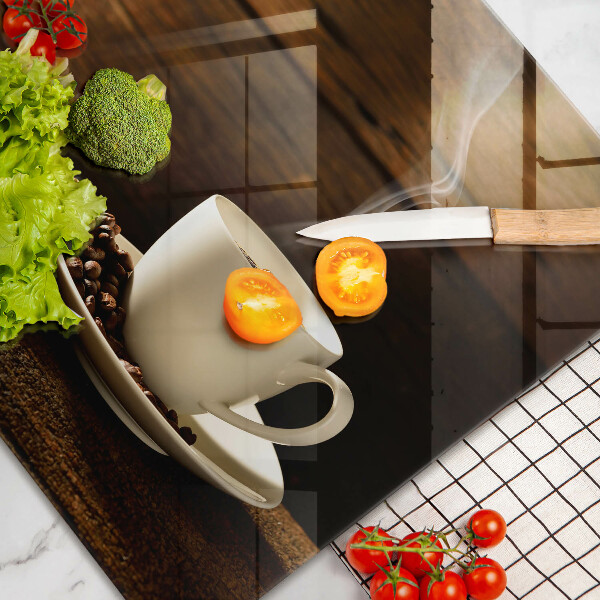 Zaščitna plošča za štedilnik Lesena skodelica za kavo