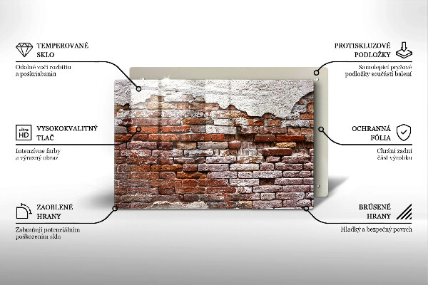 Zaščitna plošča za štedilnik Stara opečna in betonska stena