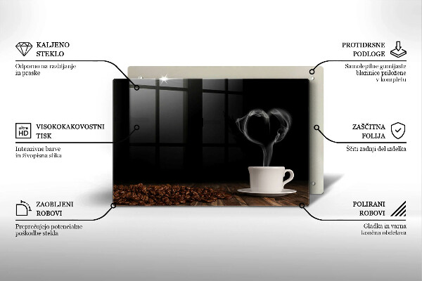 Zaščitna plošča za štedilnik Kavna skodelica srce
