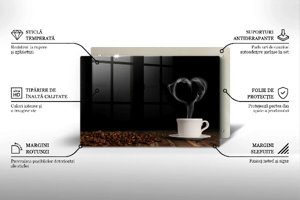 Zaščitna plošča za štedilnik Kavna skodelica srce