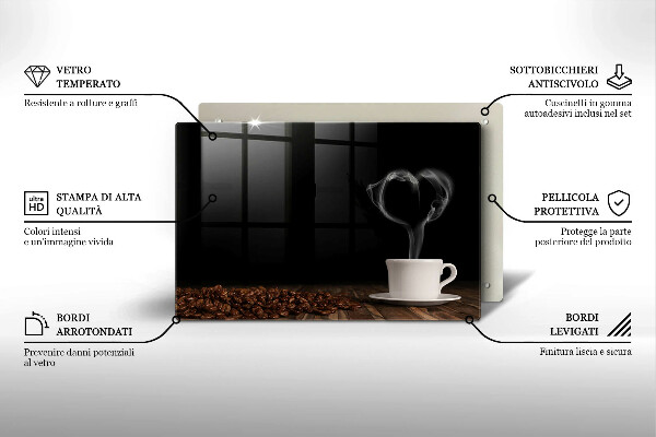 Zaščitna plošča za štedilnik Kavna skodelica srce