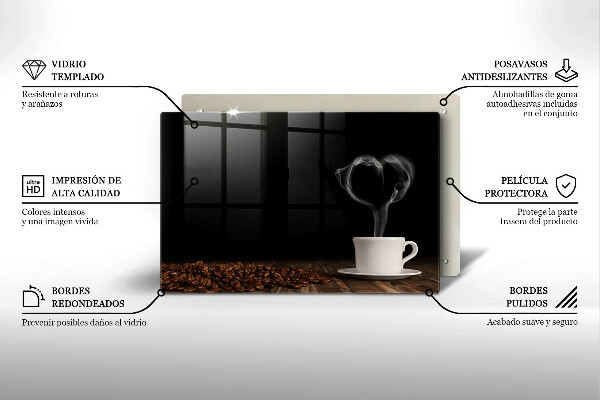 Zaščitna plošča za štedilnik Kavna skodelica srce