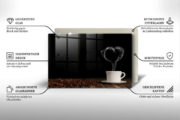 Zaščitna plošča za štedilnik Kavna skodelica srce
