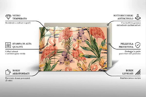 Zaščitna plošča za štedilnik Ilustracija flamingov