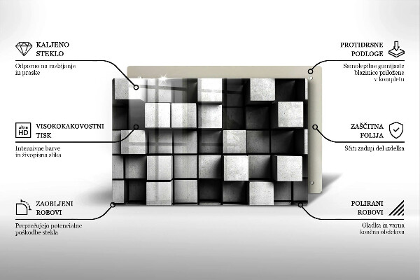 Zaščitna plošča za štedilnik Abstraktni 3D kvadrati